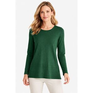 J. Jill SPetite Balsam Green 100% Merino Wool Lightweight Pullover Sweater LS #T